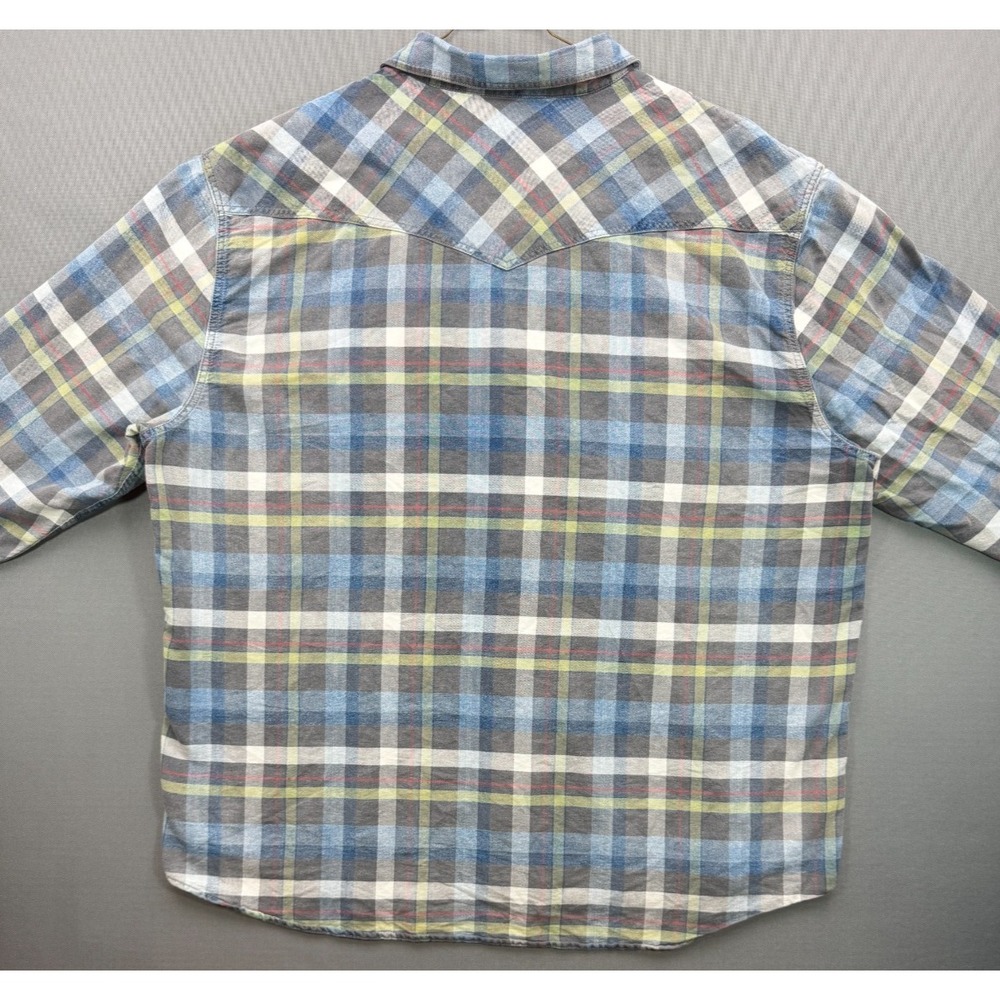 Lucky Brand Western Pearl Snap Shirt Blue Grey Plaid 7M44147 | Men's XXL - Picture 4 of 16
